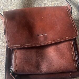 Milani Rich Brown Leather Messenger Bag